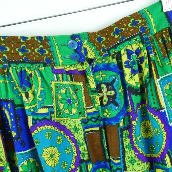 Vintage Medium Maxi Skirt Psychedelic Neon Multicolor Hippy Maximalist 60s 70s - Picture 7 of 9